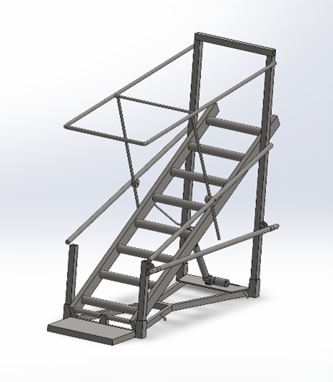 Refined stretching machine CAD with simplified frame
